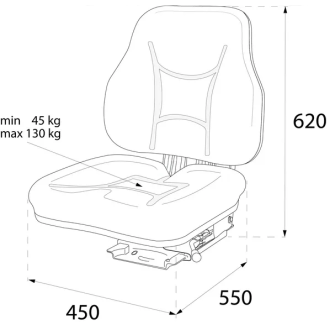 Siedzenie dzielone C-330 C-360 MF-3 obszyte tkaniną, wersja Deluxe z amortyzacją mechaniczną